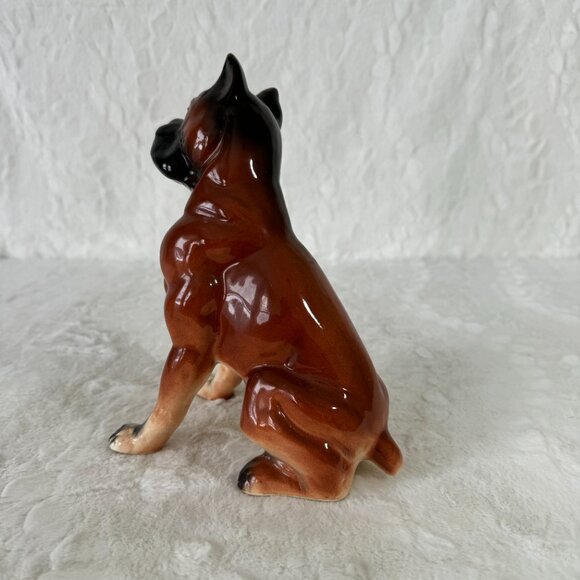 Vintage Boxer Dog Figure Ceramic Porcelain Sitting giving side eye glance - Picture 4 of 11